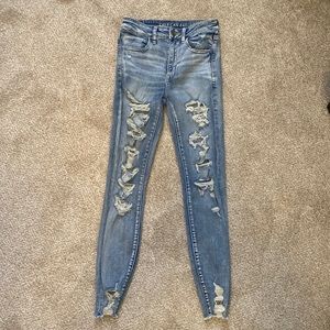 American Eagle next level stretch skinny jeans with rips